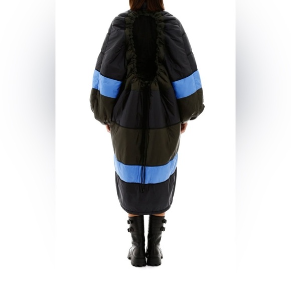GANNI X66°NORTH Vatnajökull Quilted Black Green Open Back Puffer Coat Dress XS/S - Picture 3 of 12